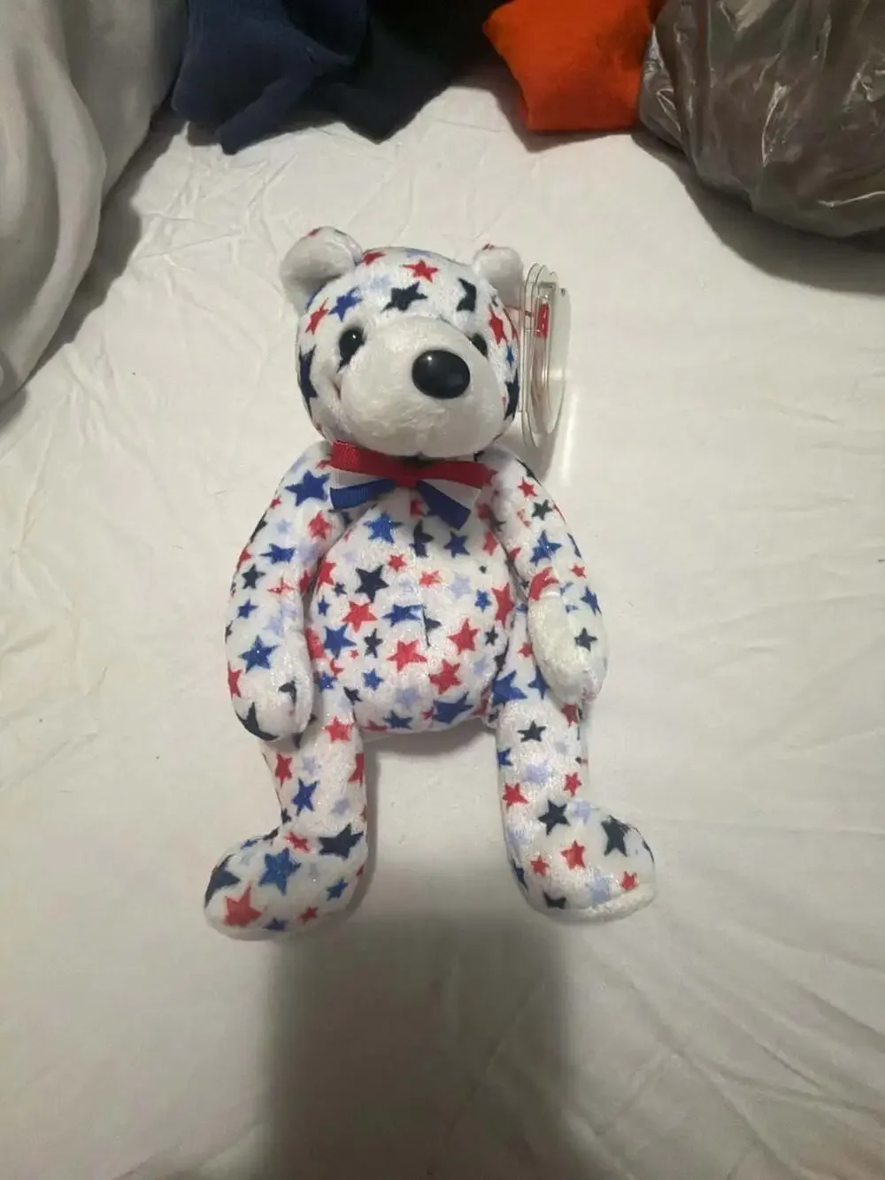 Ty Beanie Baby White the Independence Day Bear (2003 Internet Exclusive)